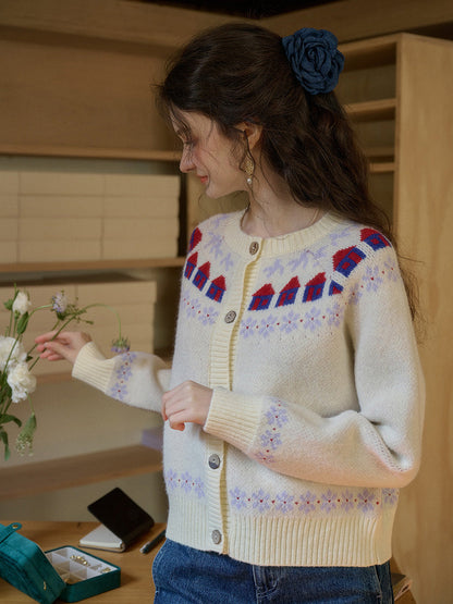 Lorelai 圓領玫瑰毛衣