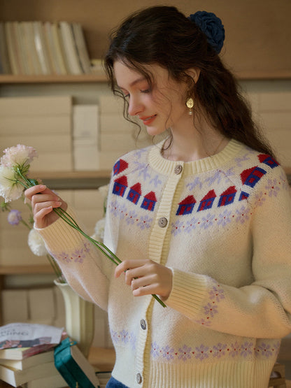 Lorelai 圓領玫瑰毛衣