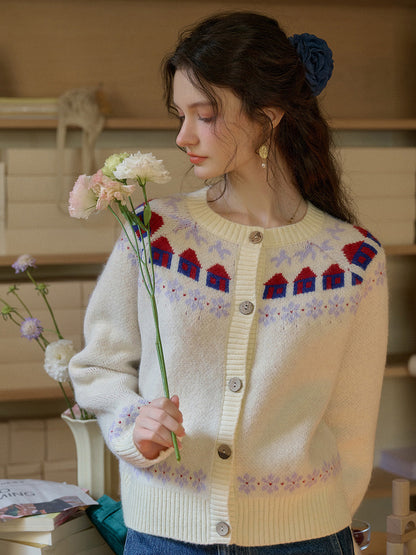 Lorelai 圓領玫瑰毛衣