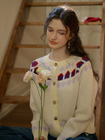 Lorelai 圓領玫瑰毛衣