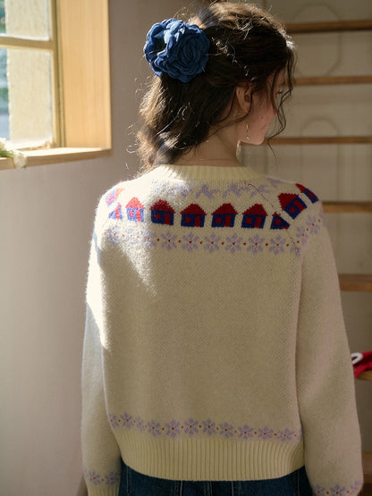 Lorelai 圓領玫瑰毛衣