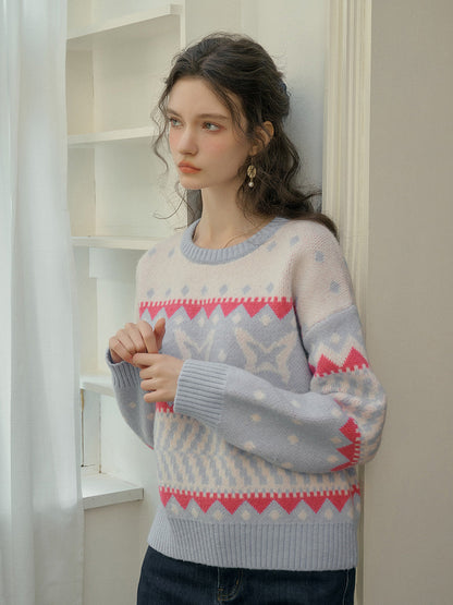 【Final Sale】Kimora Ribbed Round Neck Constrasting Sweater