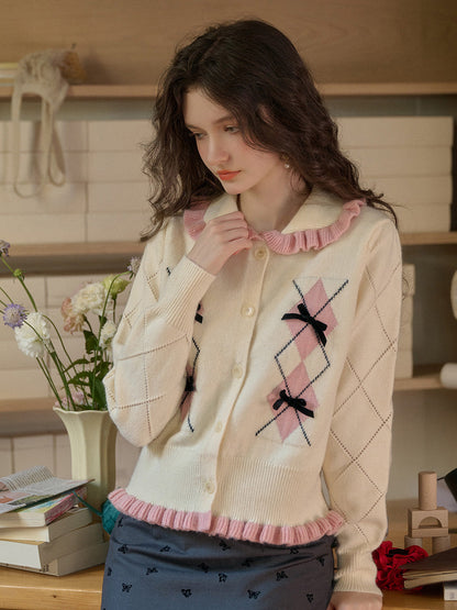 Chandler 荷葉邊領蝴蝶結開襟衫