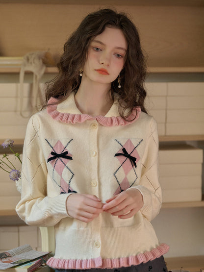 Chandler 荷葉邊領蝴蝶結開襟衫