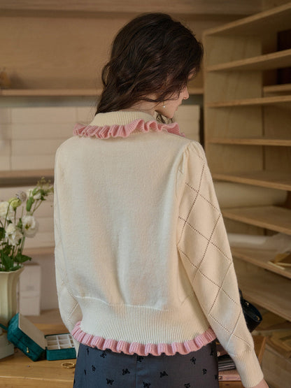 Chandler 荷葉邊領蝴蝶結開襟衫