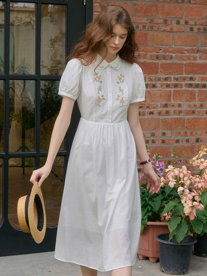 Alaiya lace paneled cutout puff sleeve dress