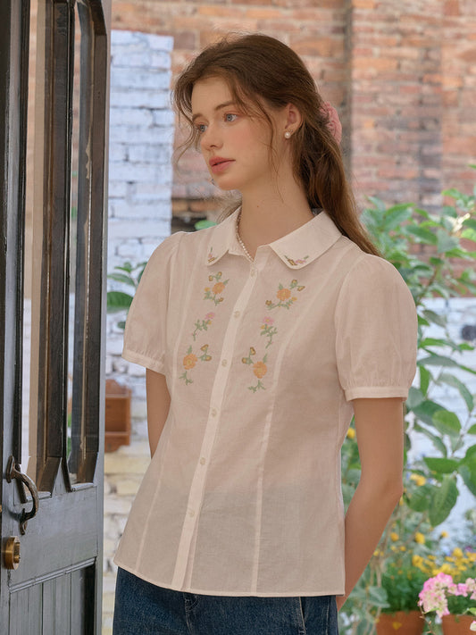 Elianna 彼得潘領 100% 棉襯衫