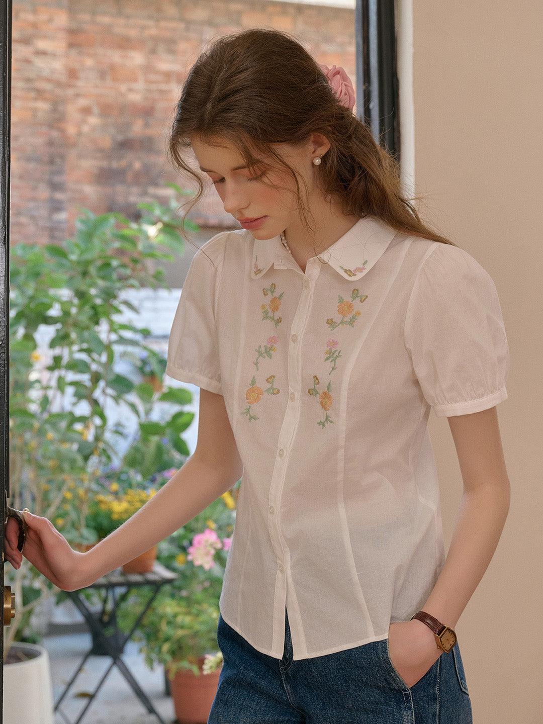 Elianna 彼得潘領 100% 棉襯衫