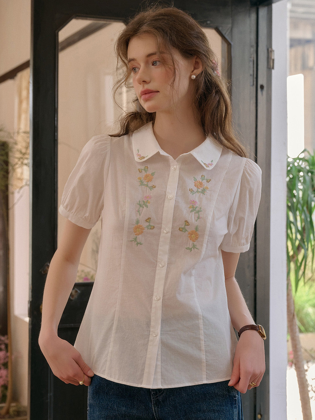 Elianna 彼得潘領 100% 棉襯衫