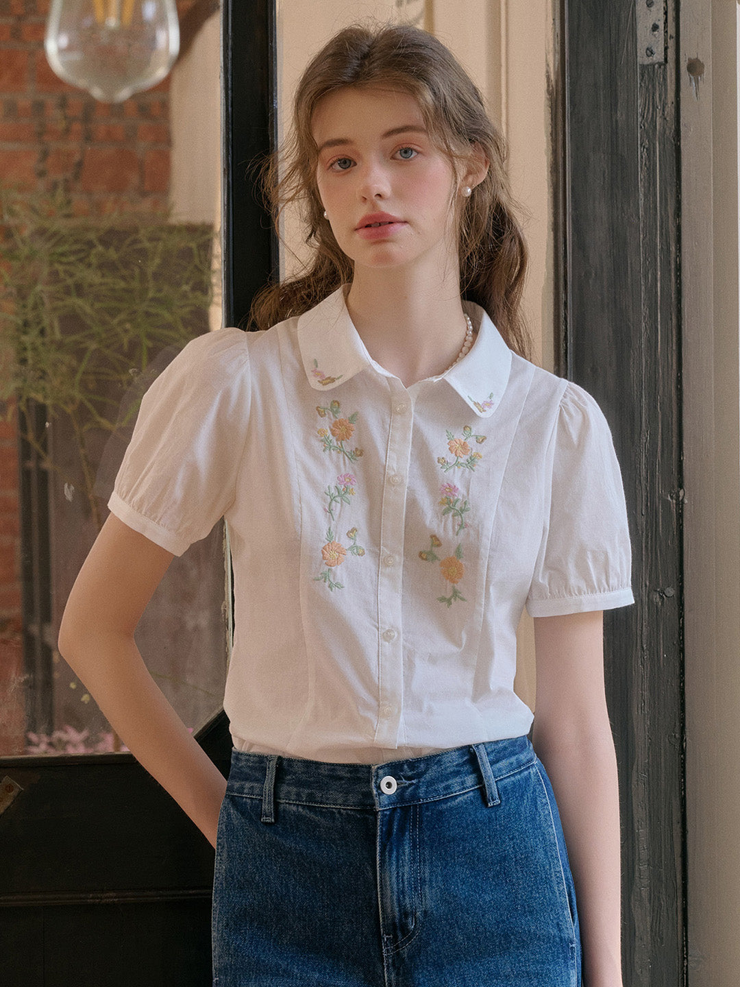 Elianna 彼得潘領 100% 棉襯衫