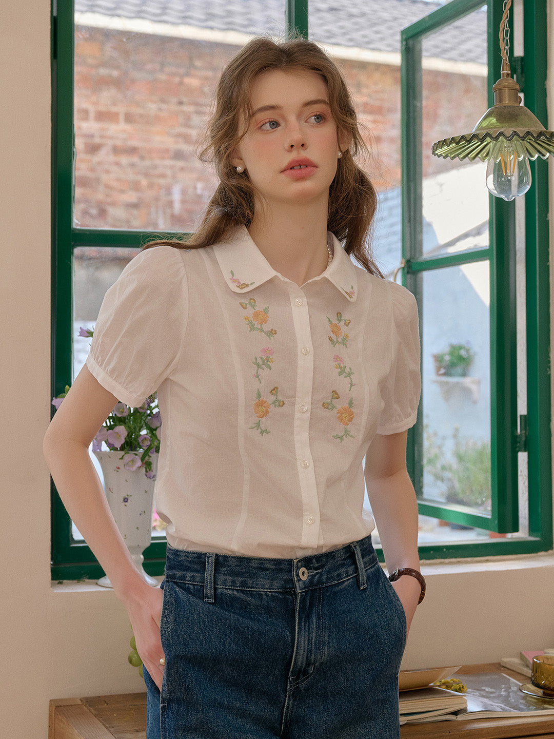 Elianna 彼得潘領 100% 棉襯衫