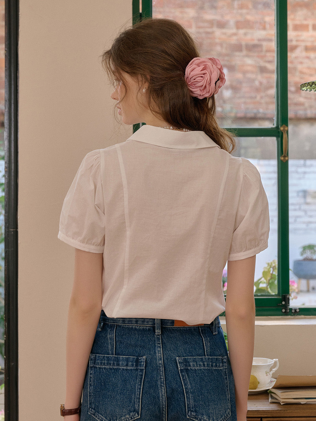 Elianna 彼得潘領 100% 棉襯衫