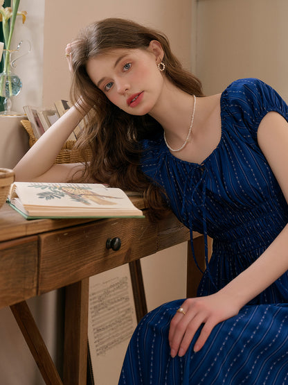 Alaiya lace paneled cutout puff sleeve dress