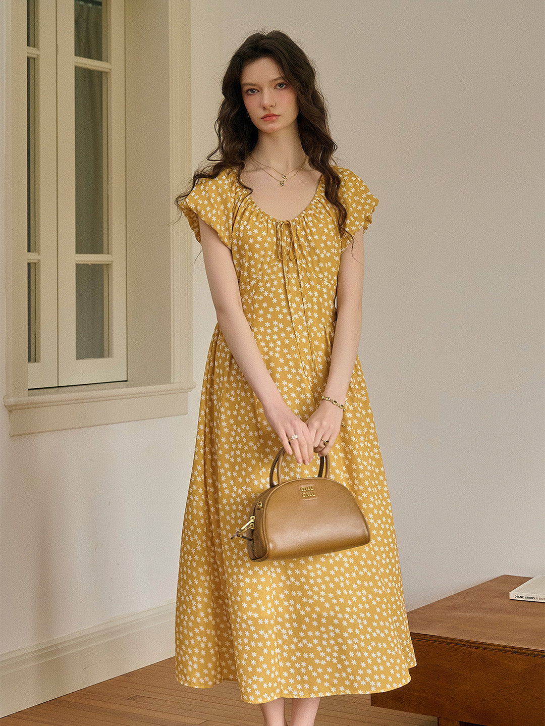 Angelica 法式復古U領復小碎花洋裝