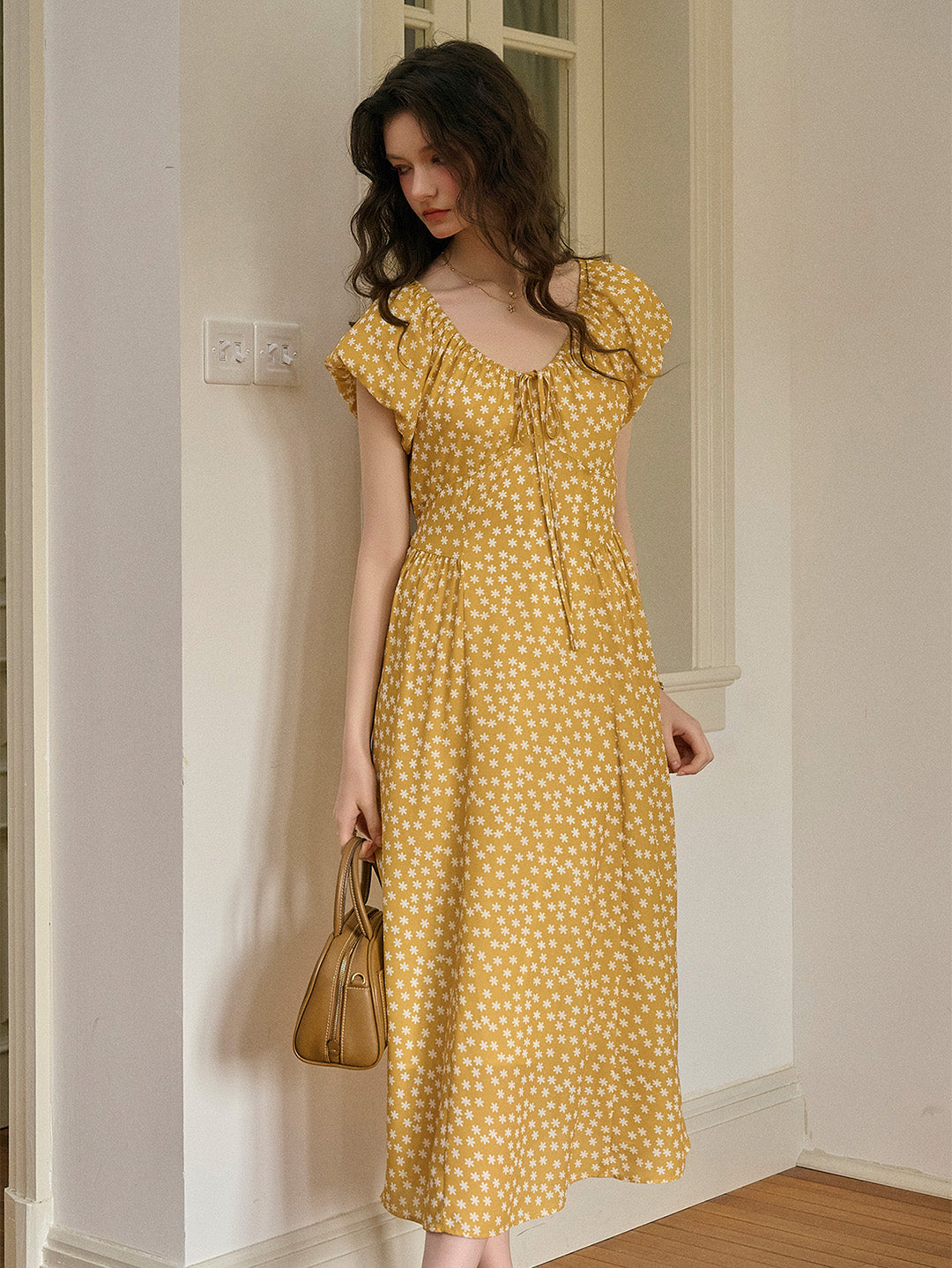 Angelica 法式復古U領復小碎花洋裝