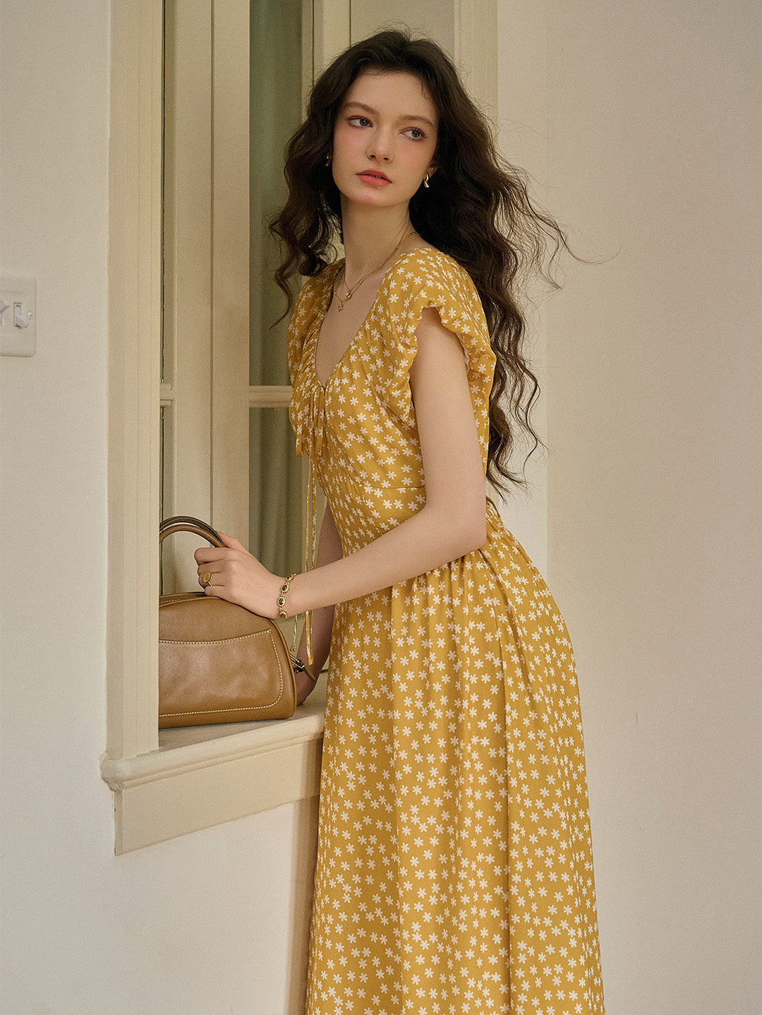 Angelica 法式復古U領復小碎花洋裝