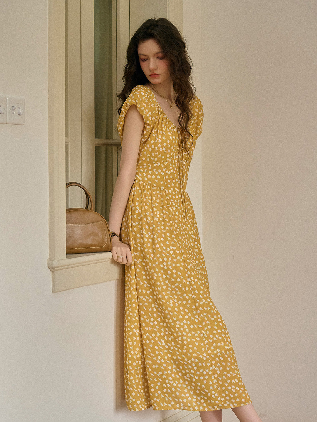 Angelica 法式復古U領復小碎花洋裝