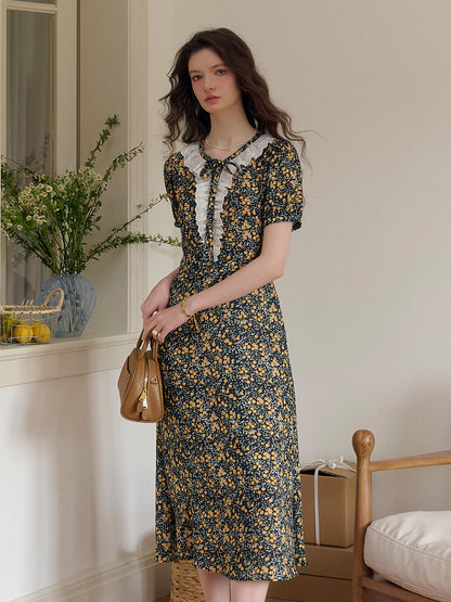 Jolene 法式復古圓領碎花茶歇洋裝