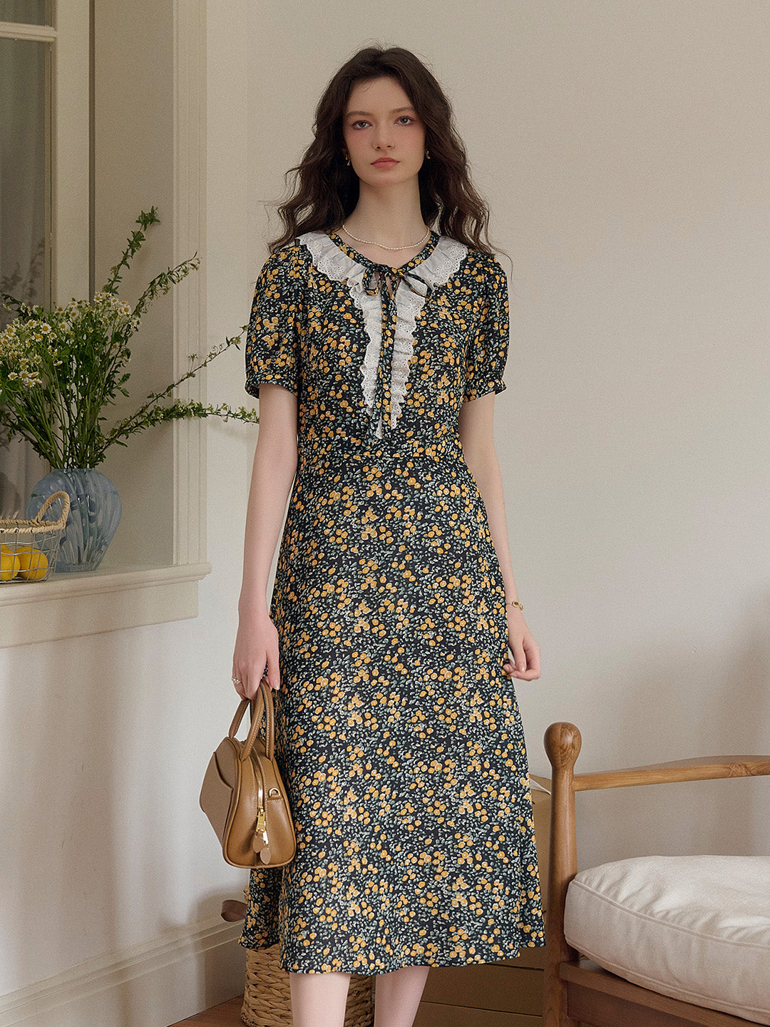 Jolene 法式復古圓領碎花茶歇洋裝