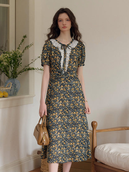 Jolene 法式復古圓領碎花茶歇洋裝