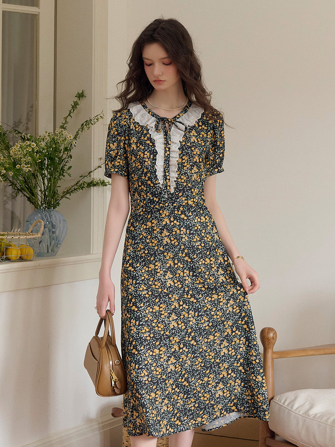 Jolene 法式復古圓領碎花茶歇洋裝