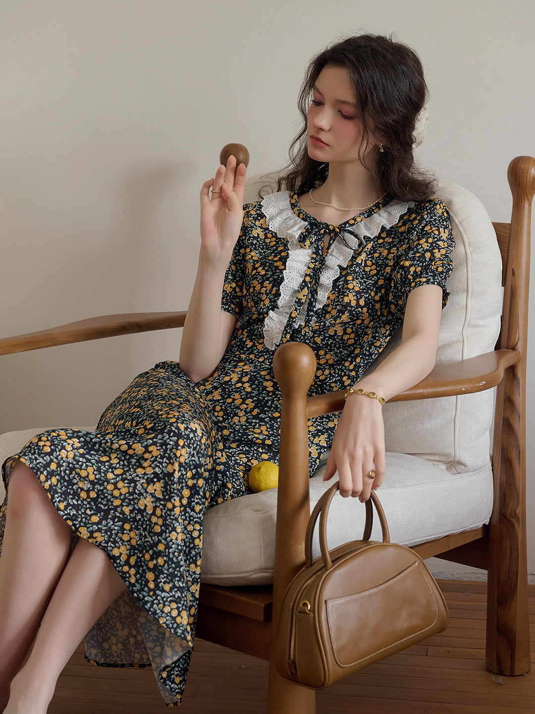 Jolene 法式復古圓領碎花茶歇洋裝