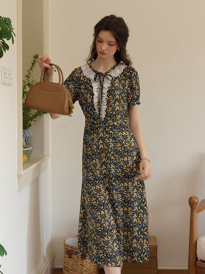 Jolene 法式復古圓領碎花茶歇洋裝