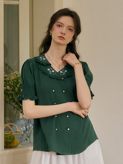 Alaiya lace paneled cutout puff sleeve dress