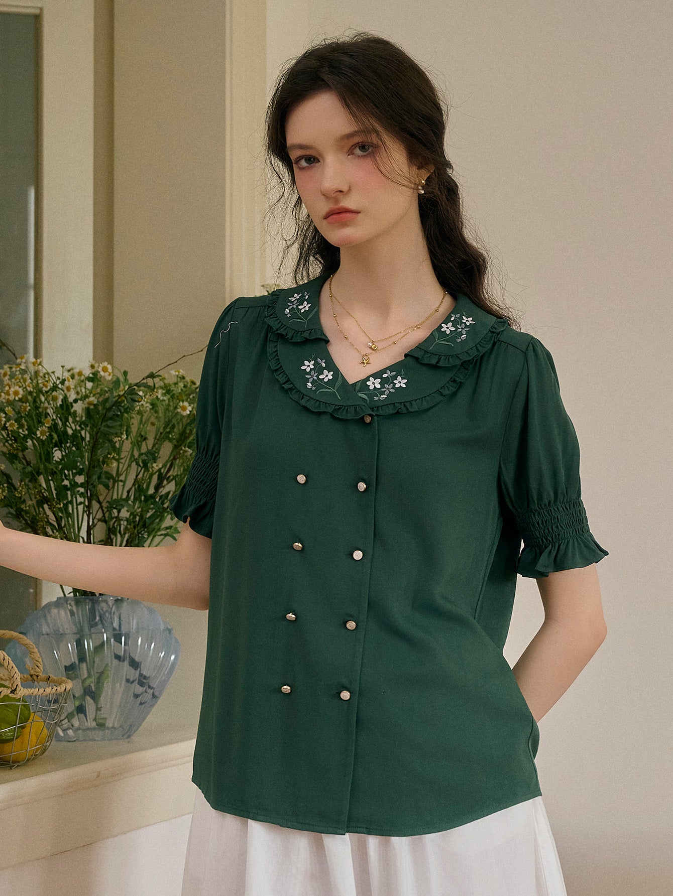 Alaiya lace paneled cutout puff sleeve dress