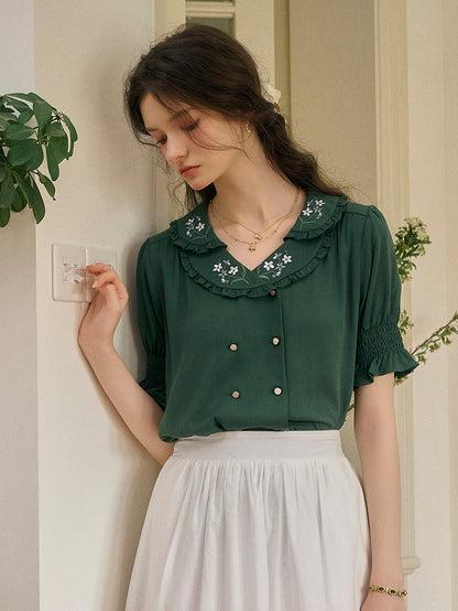 Alaiya lace paneled cutout puff sleeve dress