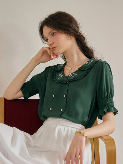 Alaiya lace paneled cutout puff sleeve dress