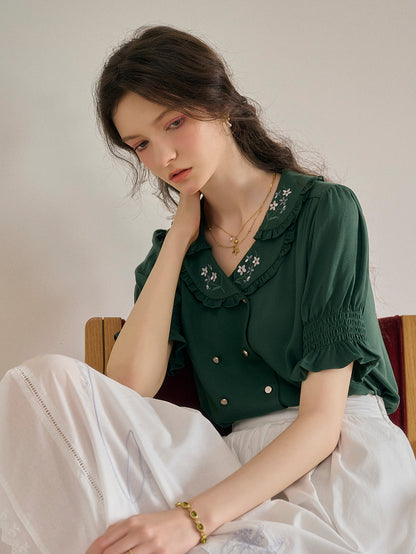 Alaiya lace paneled cutout puff sleeve dress