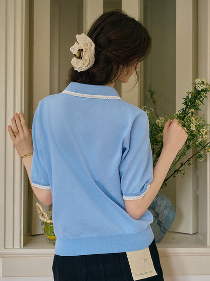 Anya 彼得潘領刺綉針織上衣