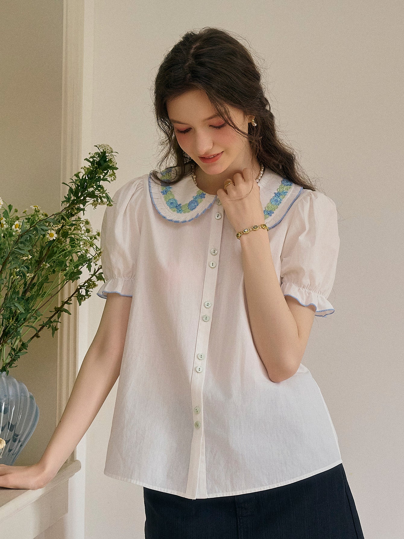 Alaiya lace paneled cutout puff sleeve dress