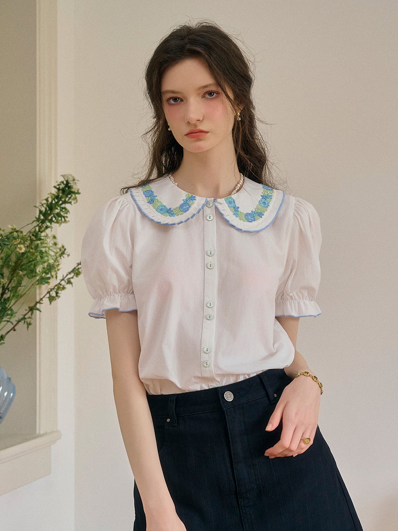 Alaiya lace paneled cutout puff sleeve dress