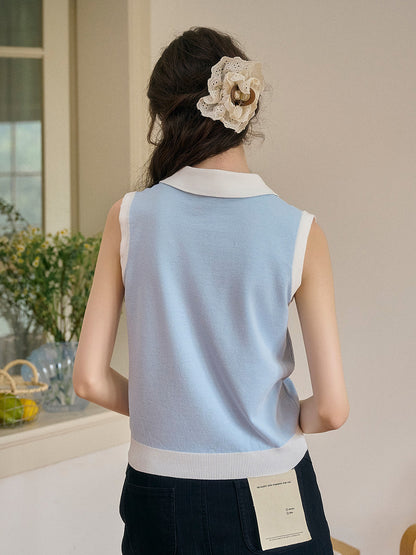 Savannah 圓領刺綉針織背心