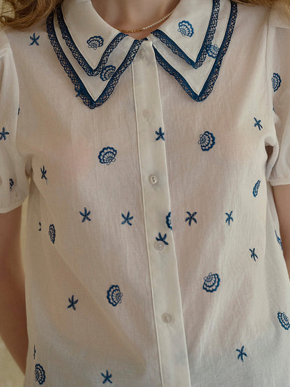 【Final Sale】Amaya Double Collar Stars Blouse