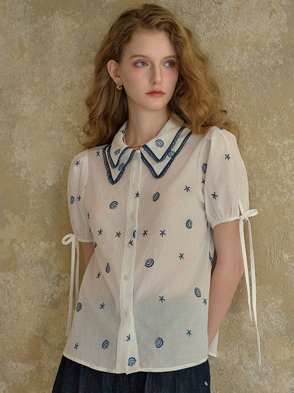 【Final Sale】Amaya Double Collar Stars Blouse