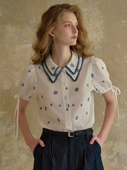 Alaiya lace paneled cutout puff sleeve dress