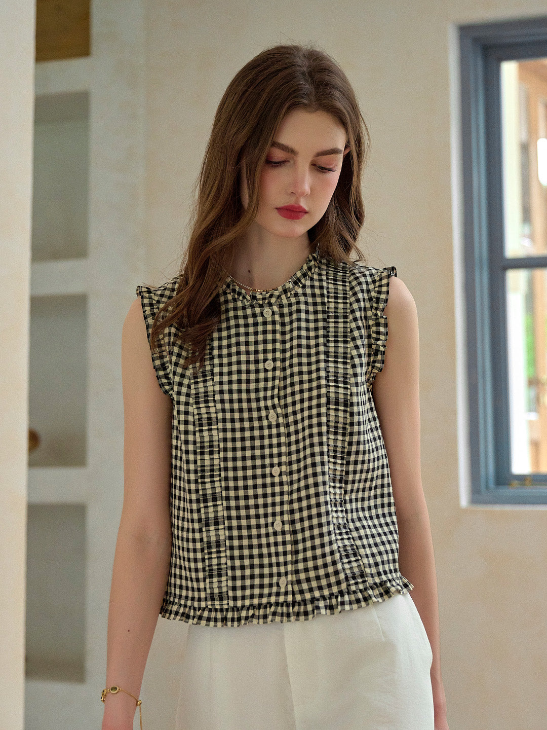 Alaiya lace paneled cutout puff sleeve dress