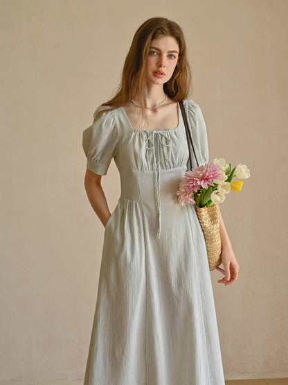 Alaiya lace paneled cutout puff sleeve dress