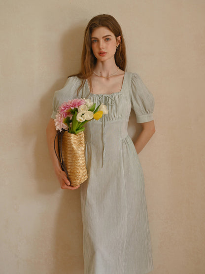 Alaiya lace paneled cutout puff sleeve dress