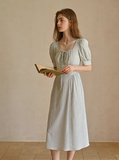 Alaiya lace paneled cutout puff sleeve dress