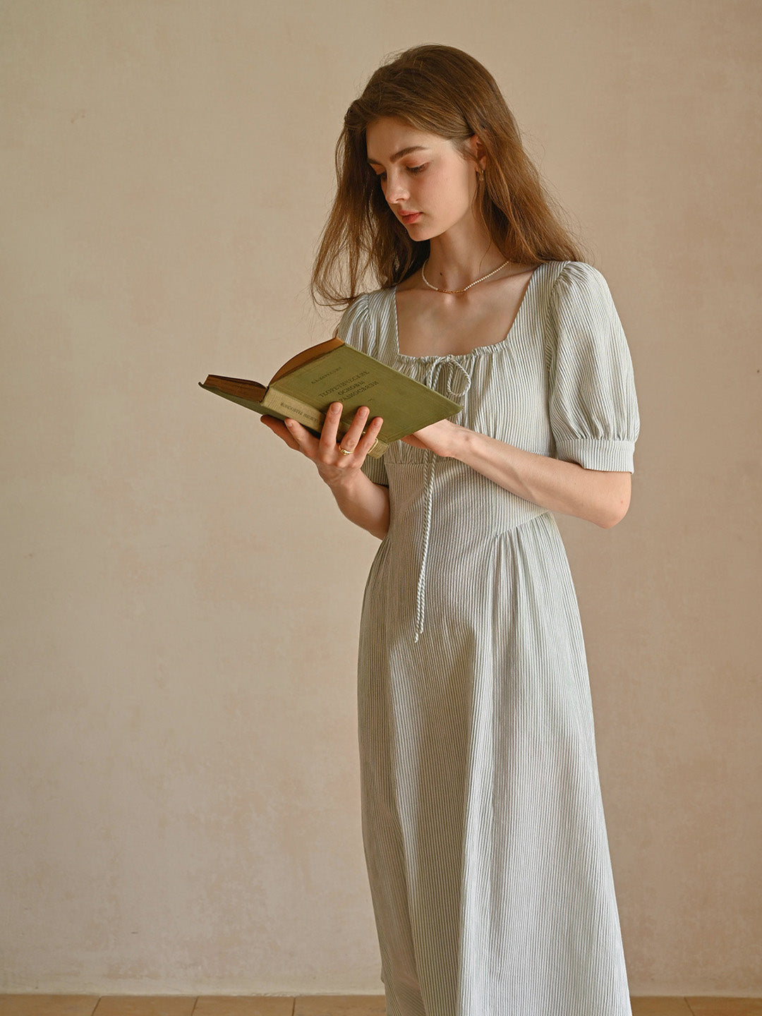 Alaiya lace paneled cutout puff sleeve dress