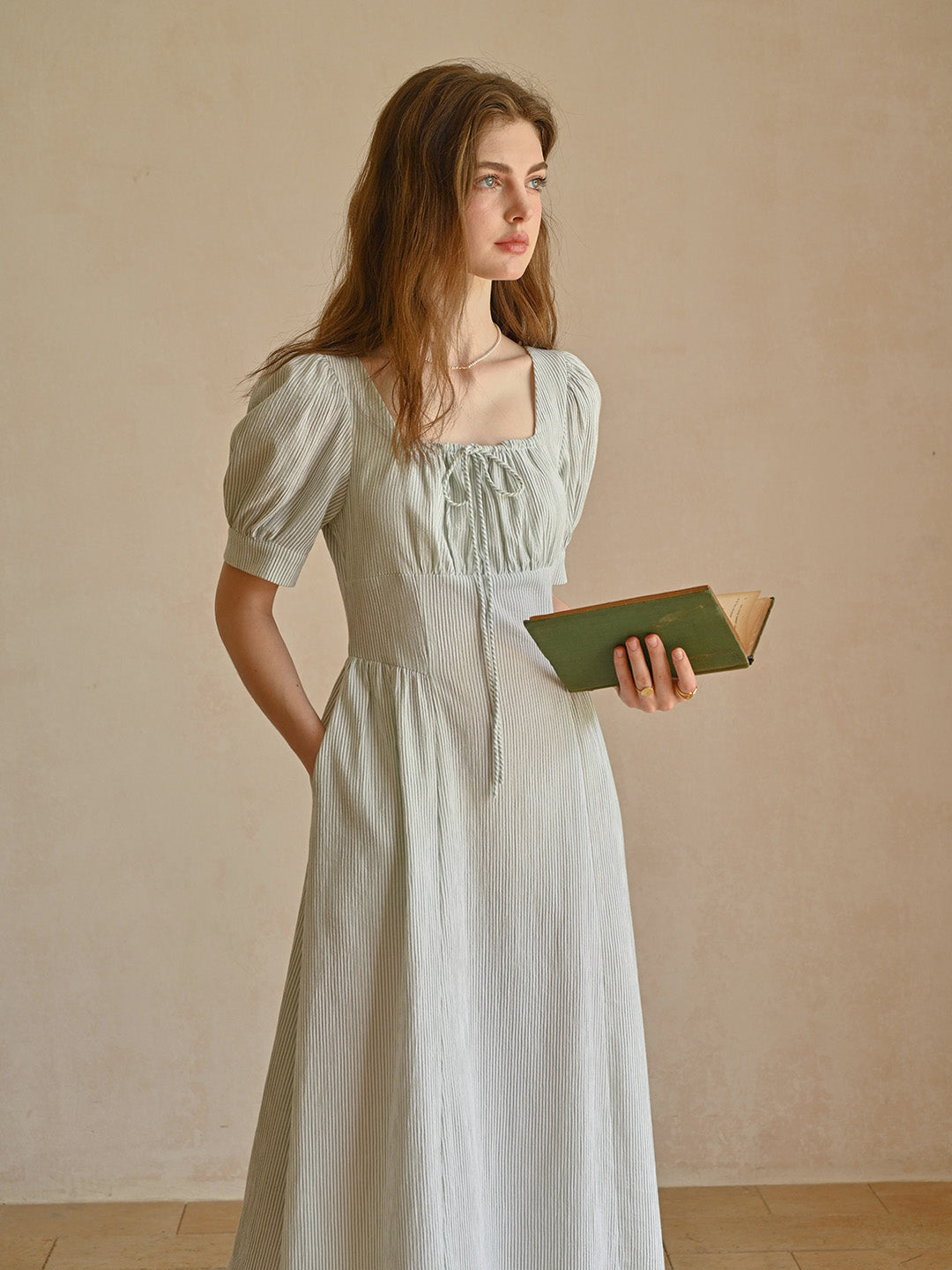 Alaiya lace paneled cutout puff sleeve dress