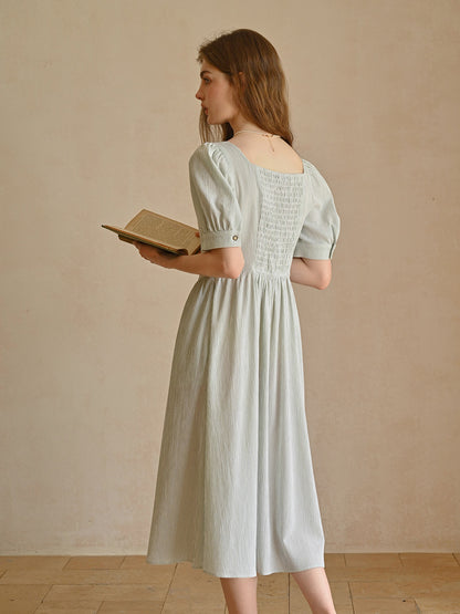 Alaiya lace paneled cutout puff sleeve dress