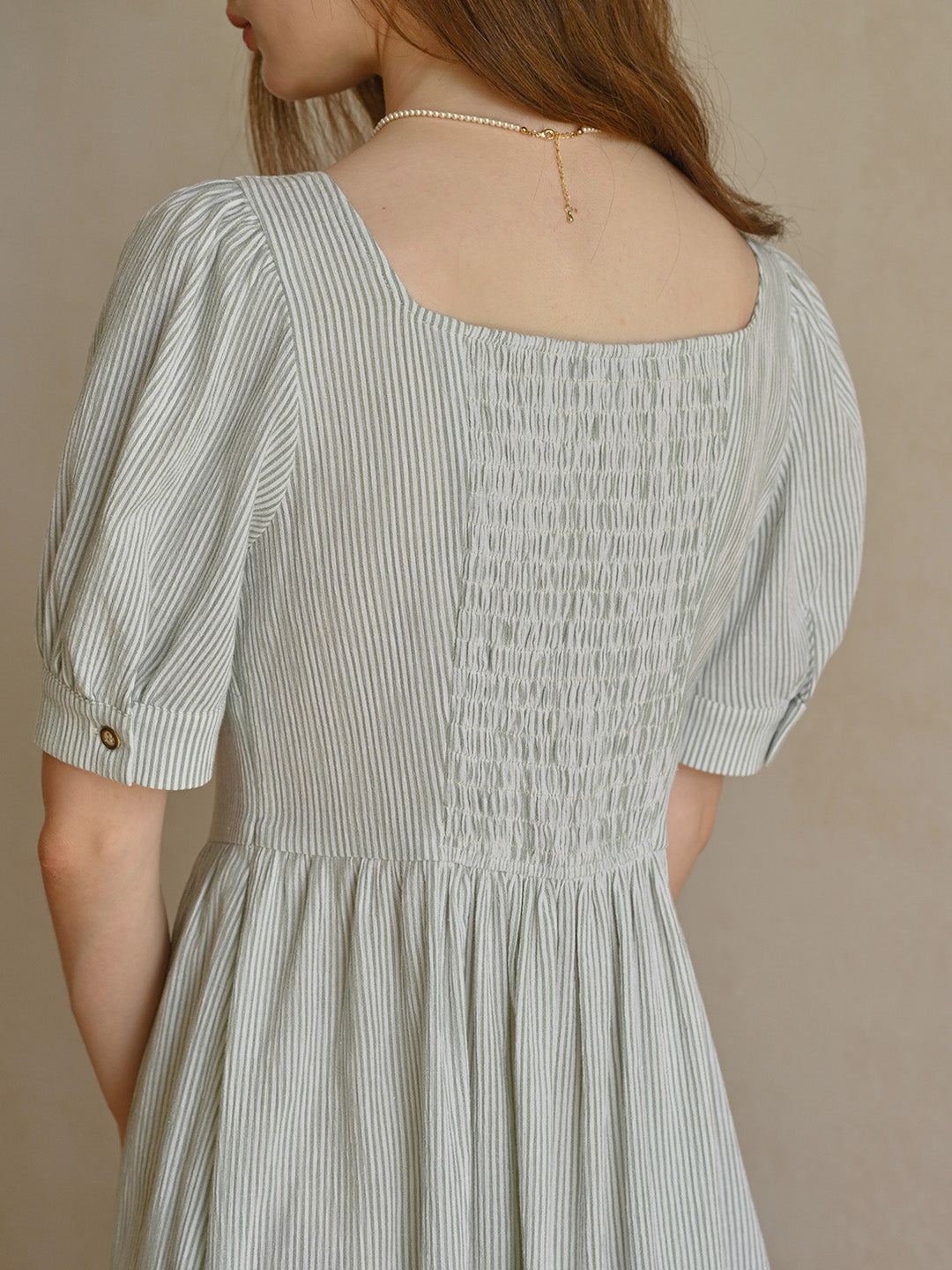 Alaiya lace paneled cutout puff sleeve dress