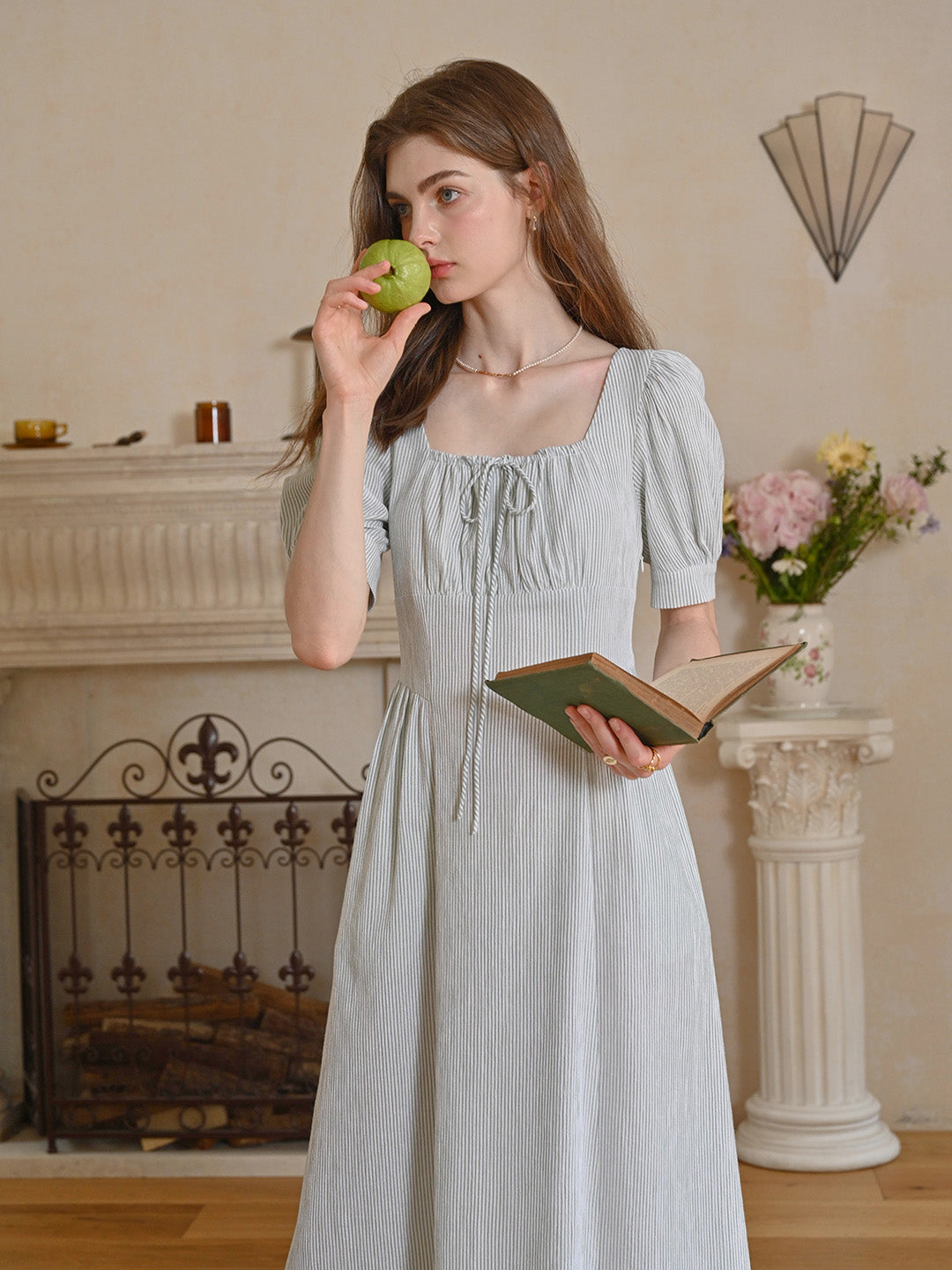 Alaiya lace paneled cutout puff sleeve dress