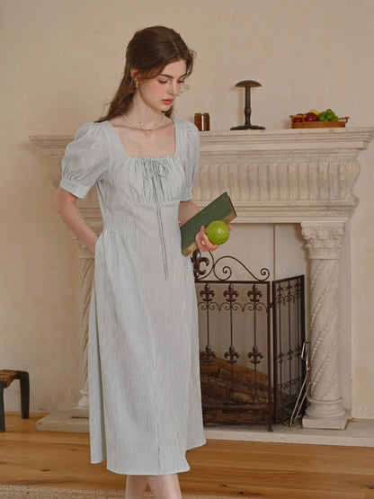 Alaiya lace paneled cutout puff sleeve dress