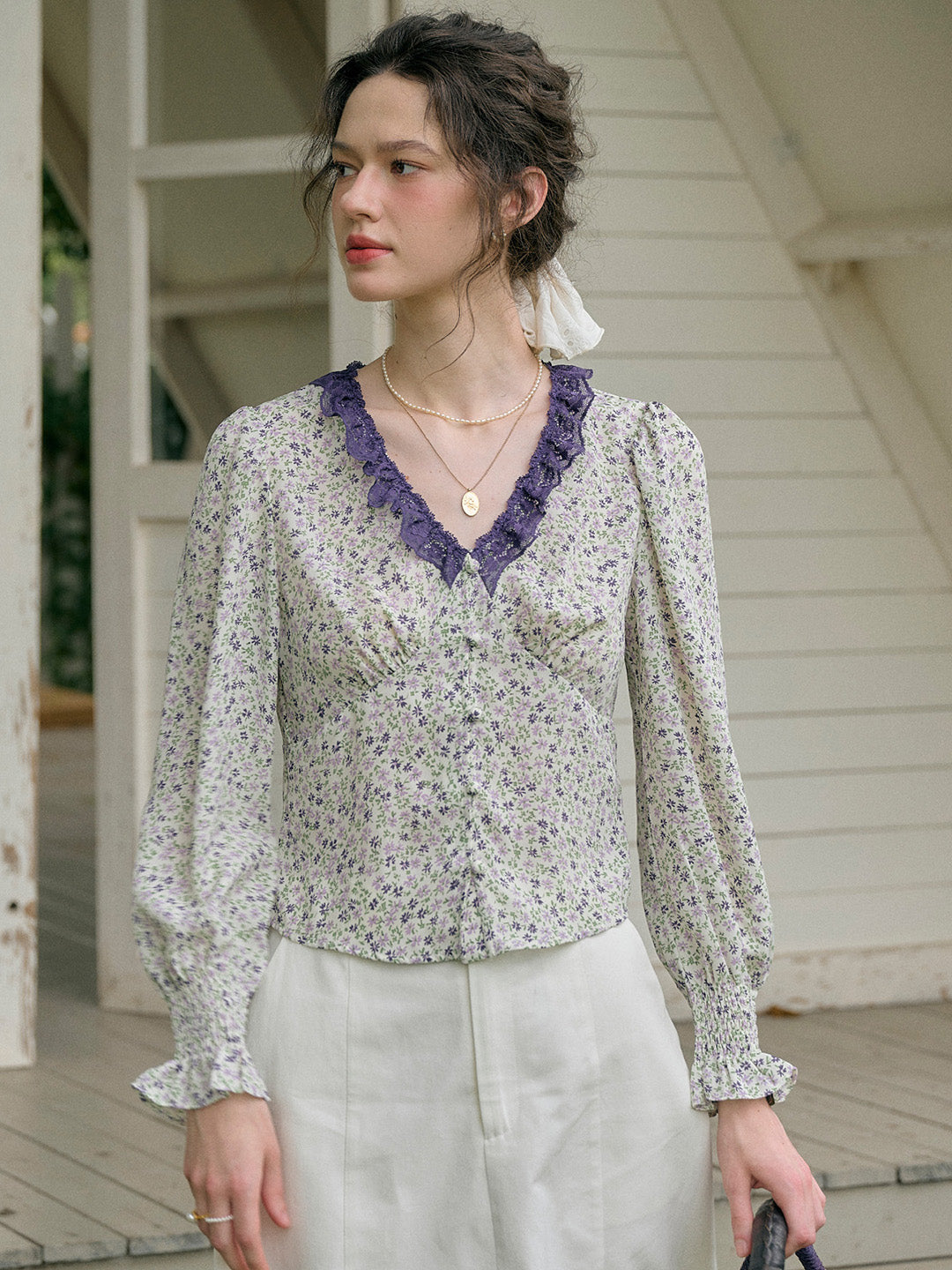 【Final Sale】Laurel V-Neck Floral Blouse - Yellow